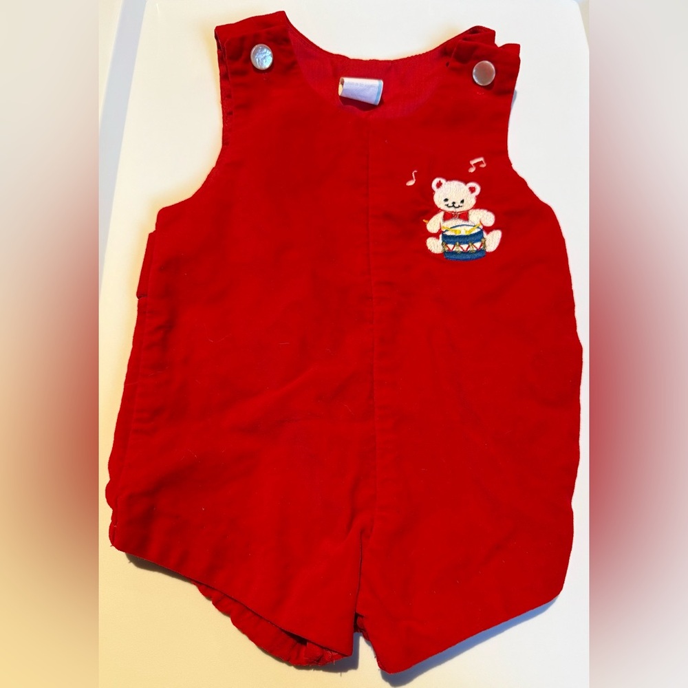 Vintage Baby Bubble with Bear Embroidery 3-6m